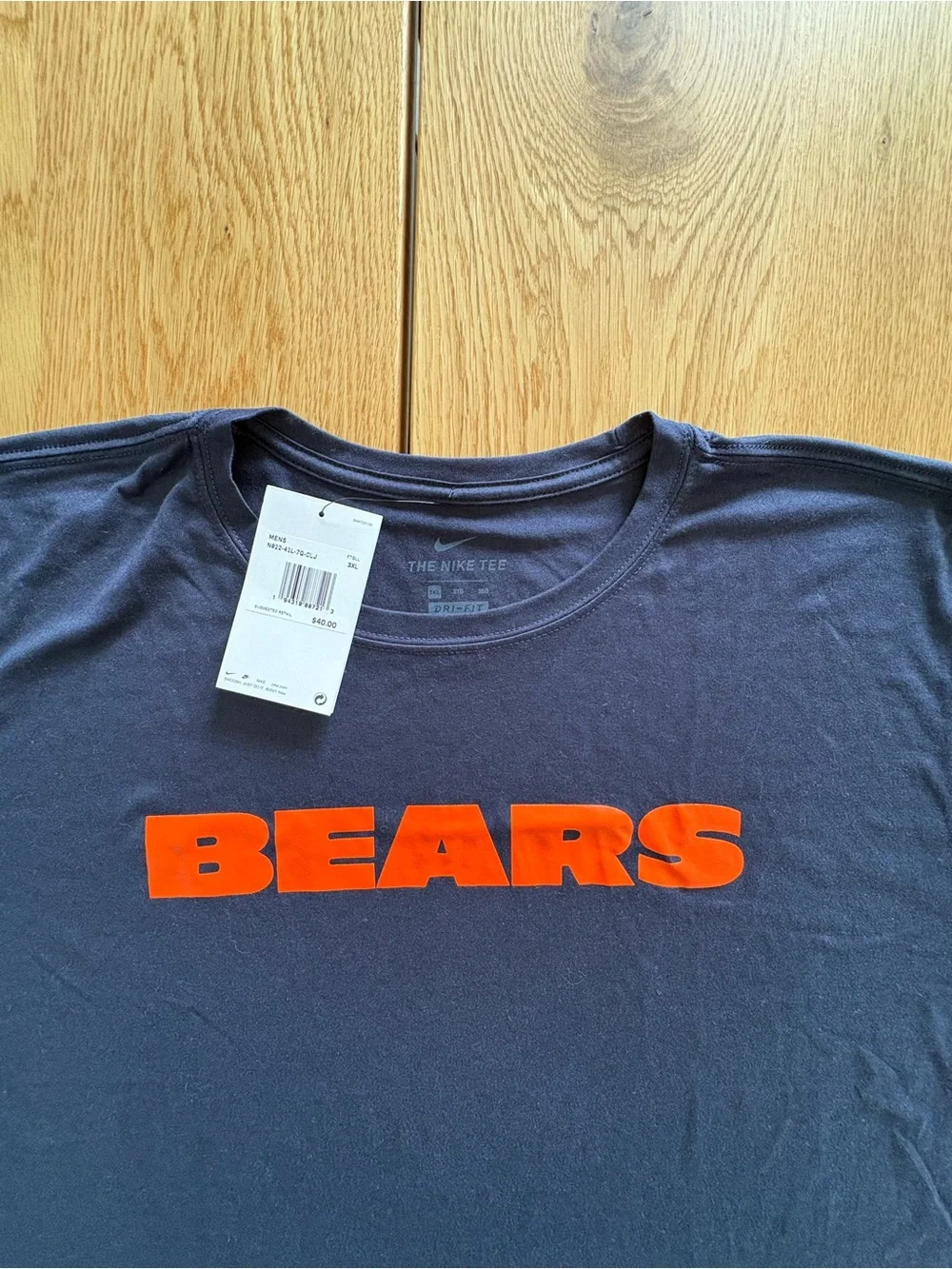 Nike Chicago Bears Dri-Fit T-Shirt Mens 3XL Navy Blue Orange NFL Football NWT